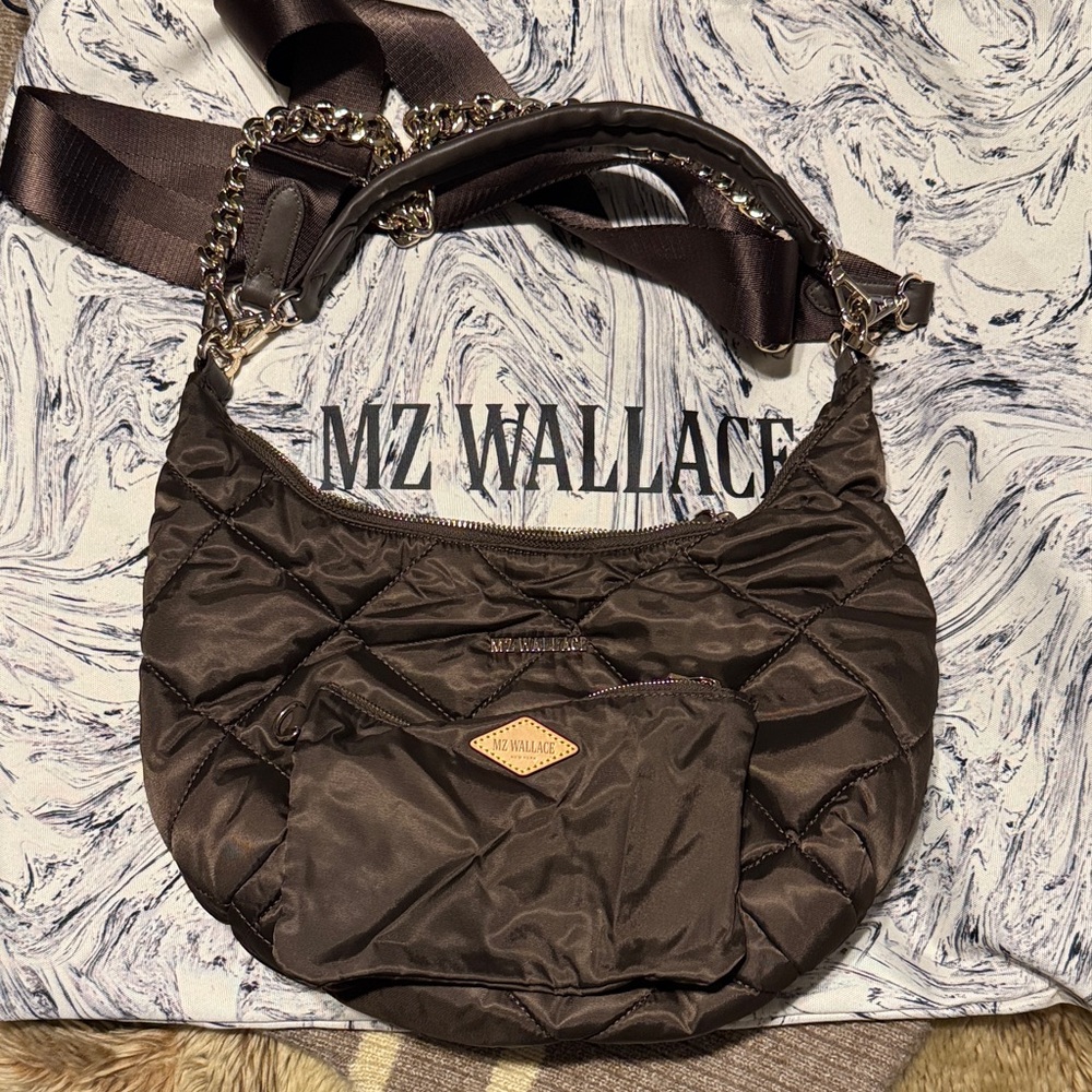 MZ Wallace Brown Quilted Madiso Shoulder Women's Bag